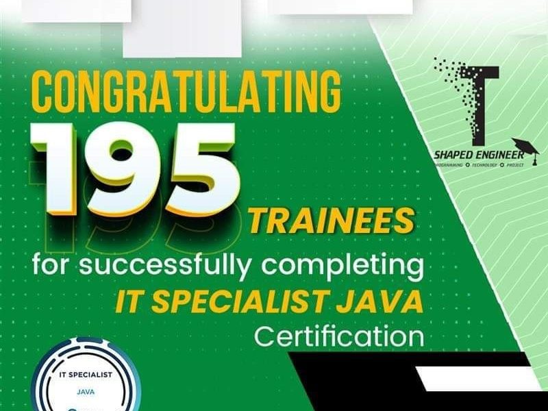 Congratulating 195 Trainees for successfully completing the IT specialist JAVA certification